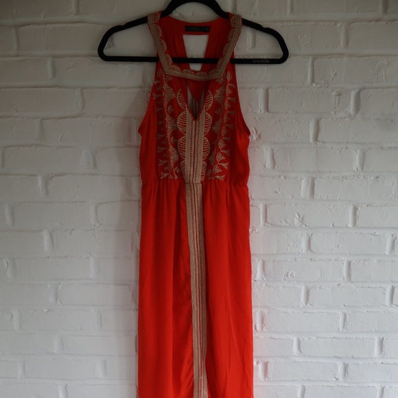 BRIGHT BURNT ORANGE MAXI DRESS - Picture 1 of 9